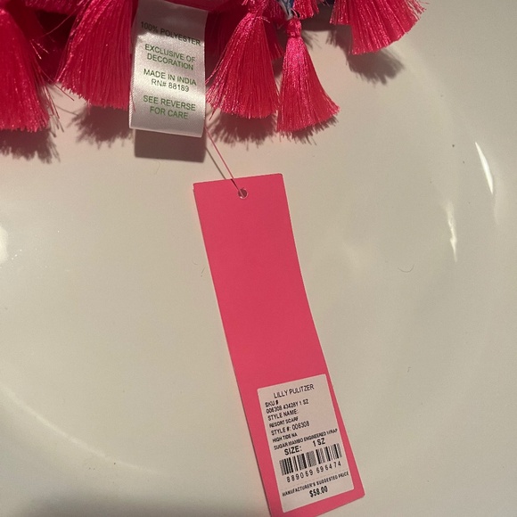 Lilly Pulitzer Resort Scarf Sugar Engineered Mambo Wrap High Tide Floral Hibiscu - Picture 11 of 11